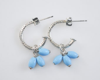 Silpada Sterling Silver Turquoise Dangle Half Hoop Earrings
