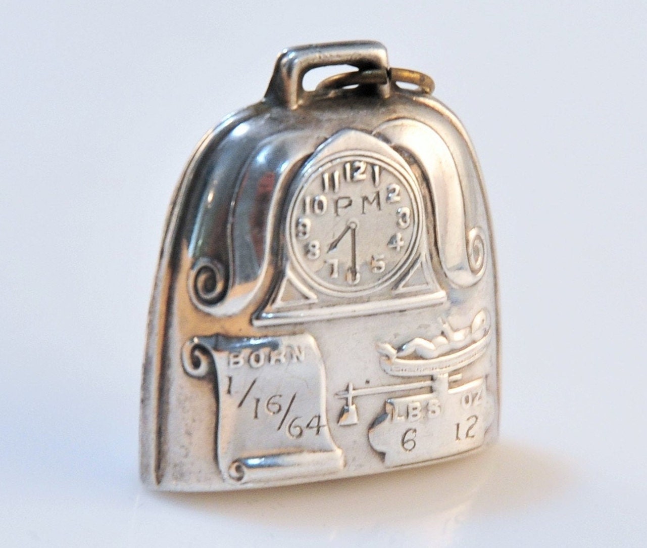 Vintage Sterling Silver Birth Record Bell Baby Rattle | Etsy