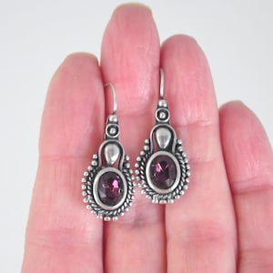 Exotic Sterling Silver Purple Stone Earrings
