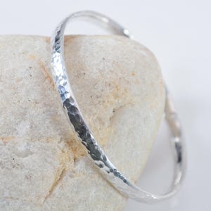 925 Sterling Silver Hammered Bangle Bracelet