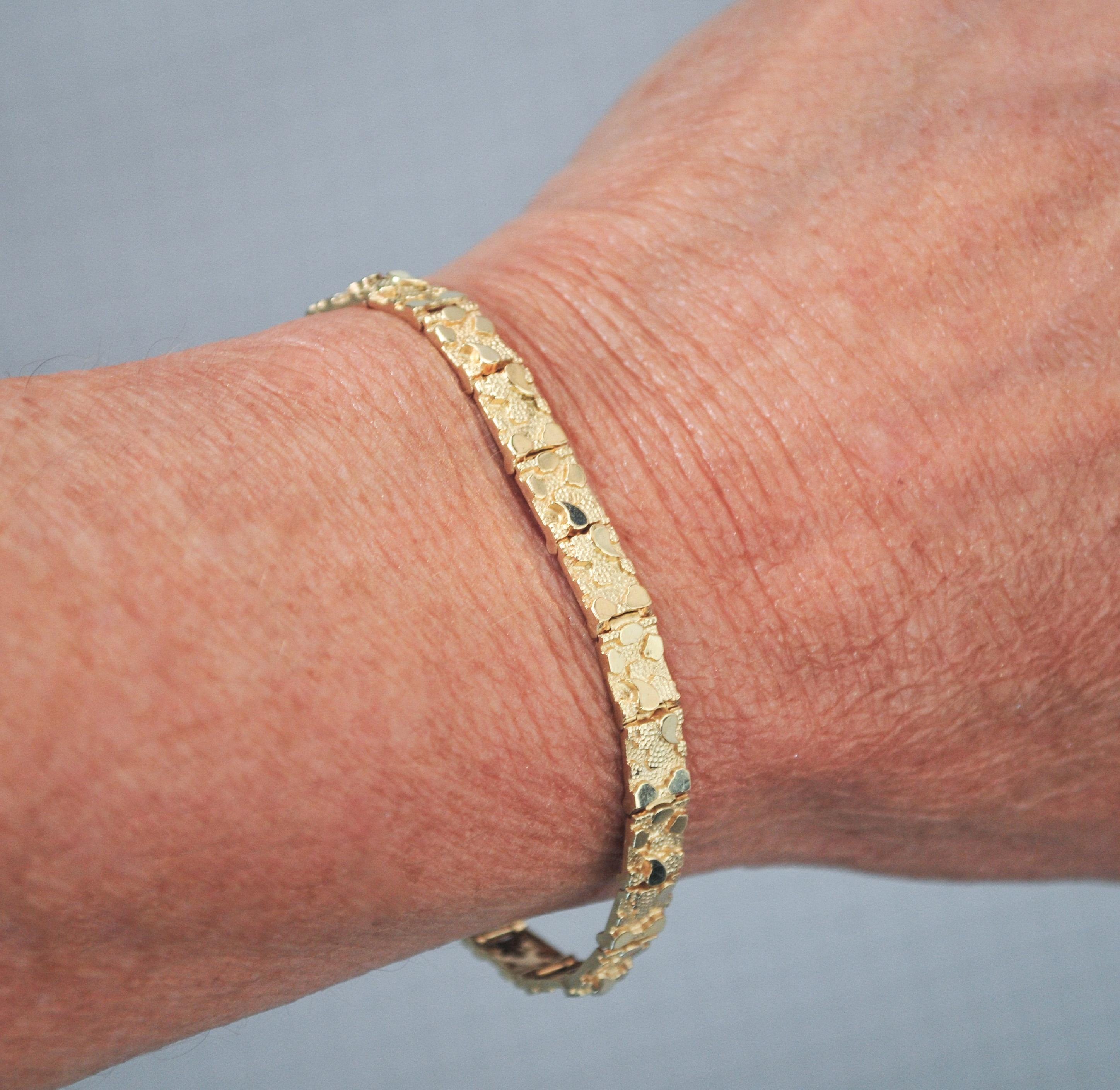 14K Gold Nugget Bracelet Etsy