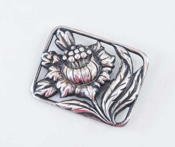 Vintage Sterling Silver Thistle Brooch