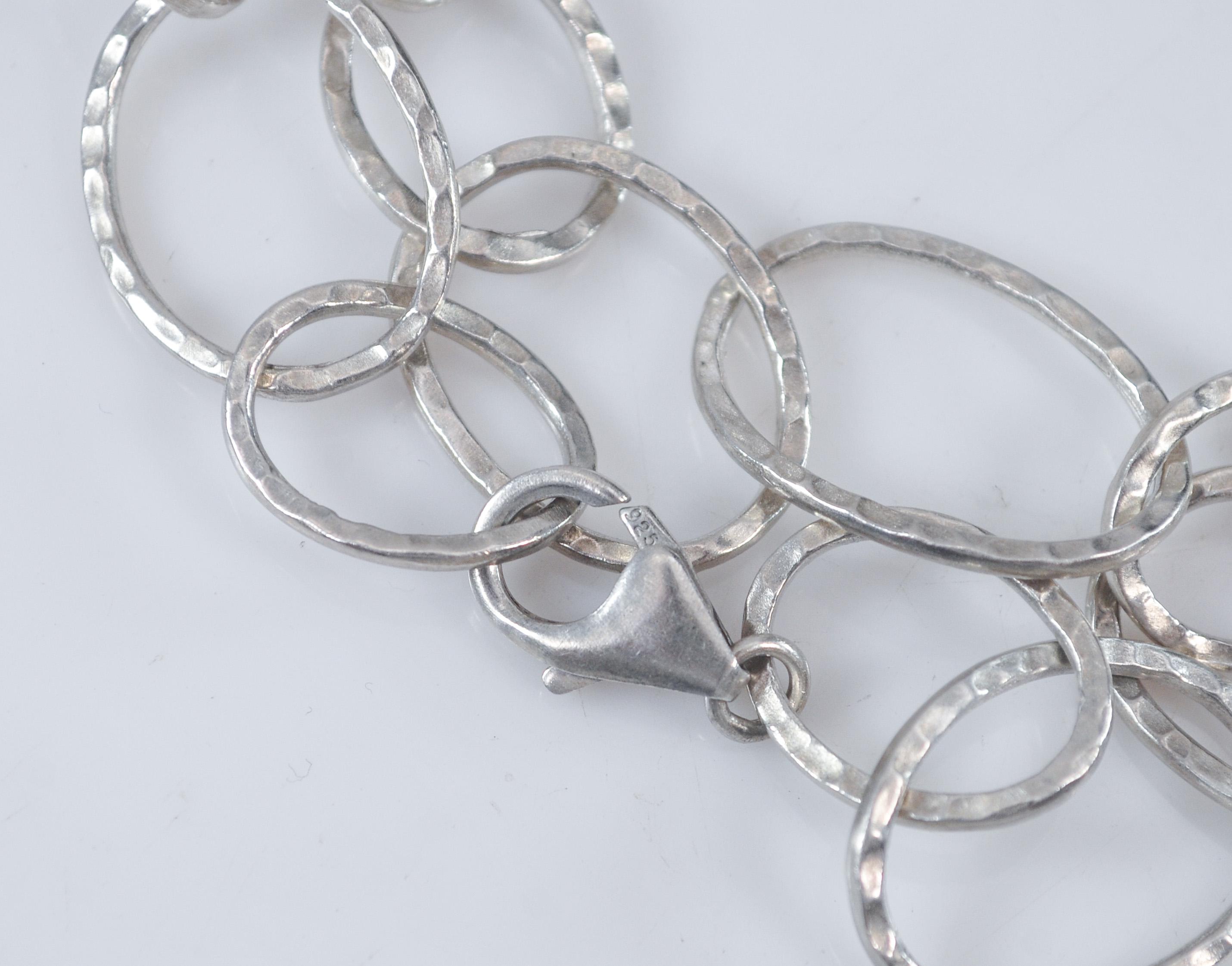 Sterling Silver Hammered Link Necklace - Etsy Israel