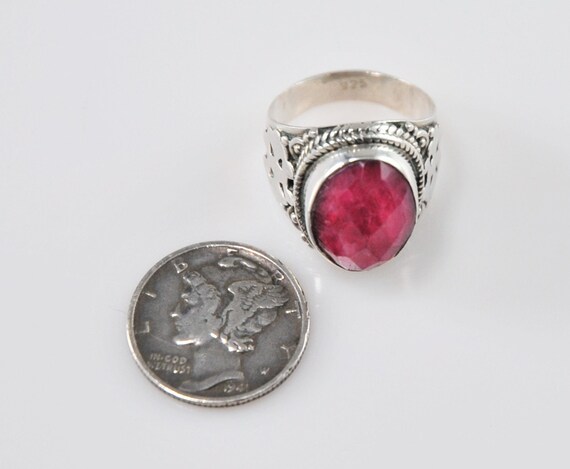 Natural Ruby Sterling Silver Saddle Ring - image 7