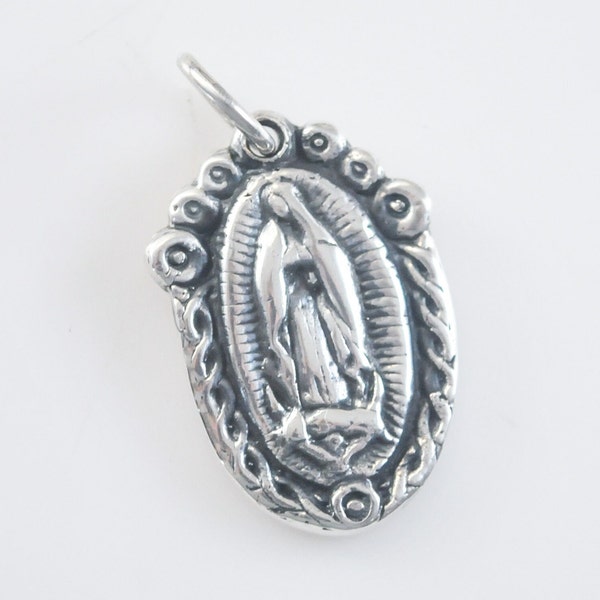 Sterling Silver Madonna Mary Medal Pendant