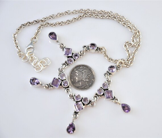 Sterling Silver Amethyst Bib Choker Necklace - image 4
