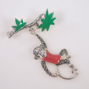 925 Thailand Sterling Silver Monkey Brooch