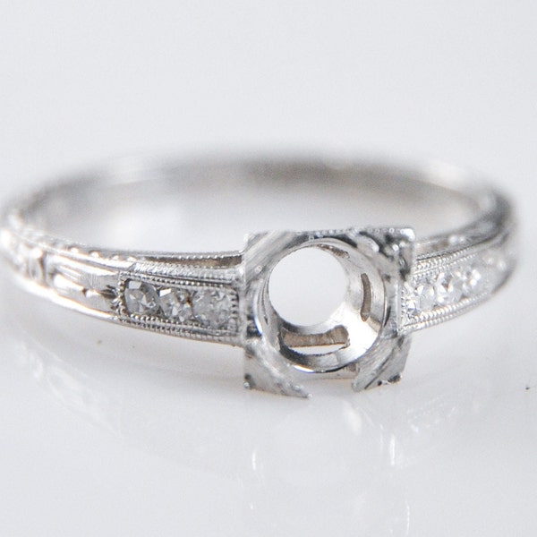 Antique Platinum Ring Setting Size 6 1/4