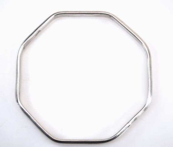 Vintage Octagonal Solid Sterling Silver Bangle Br… - image 4
