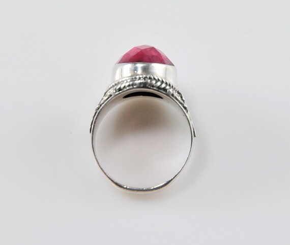 Natural Ruby Sterling Silver Saddle Ring - image 5