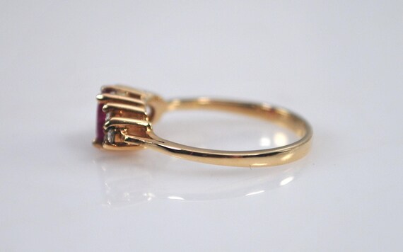 Small Size 14K Gold Ruby Diamond Ring - image 5