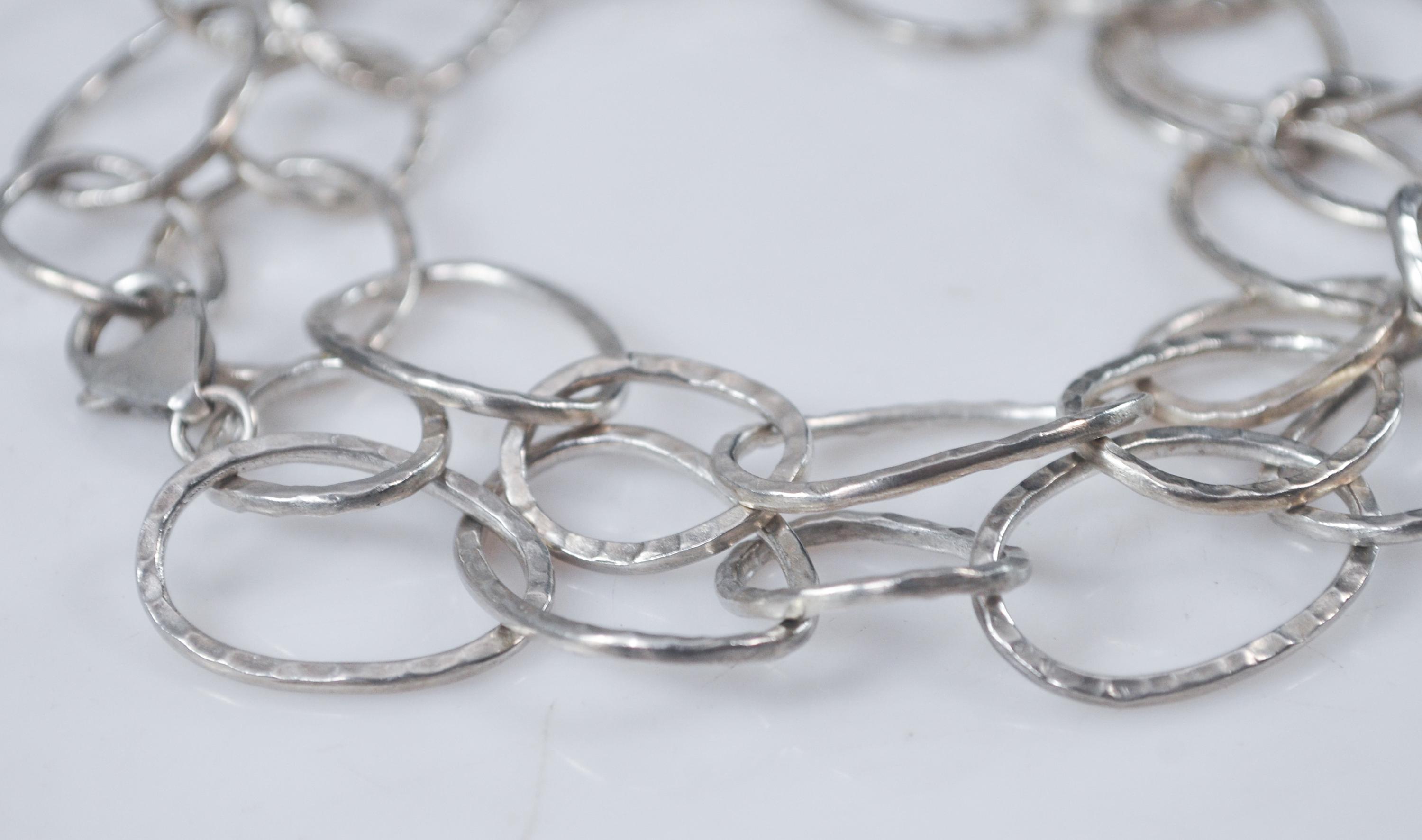 Sterling Silver Hammered Link Necklace - Etsy Israel