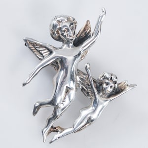Small Sterling Silver Angel Cherub Brooch