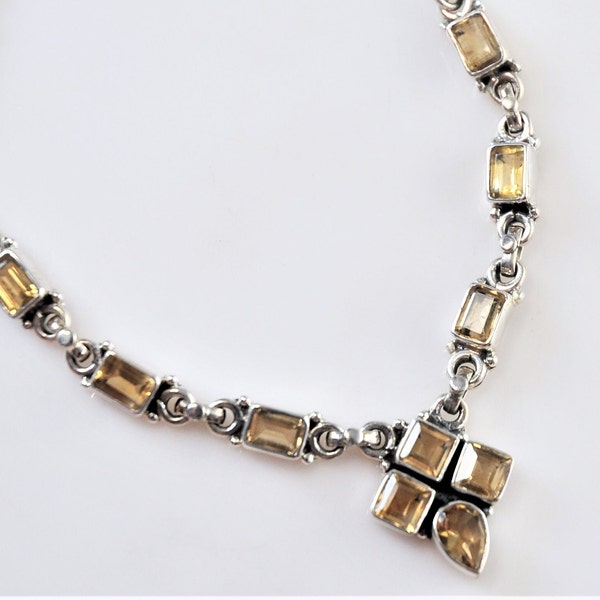 Citrine Sterling Silver Multi-Gem Choker Necklace