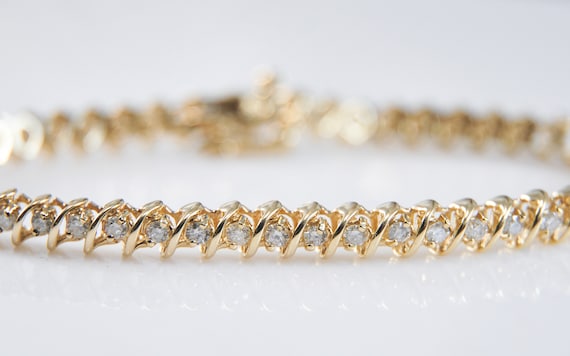 14K Gold 2ctw Diamond Tennis Bracelet - image 1