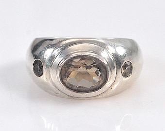 Chunky Sterling Silver Smoky Quartz Ring