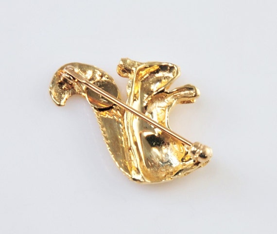 14K Gold Squirrel Brooch Pin - image 4