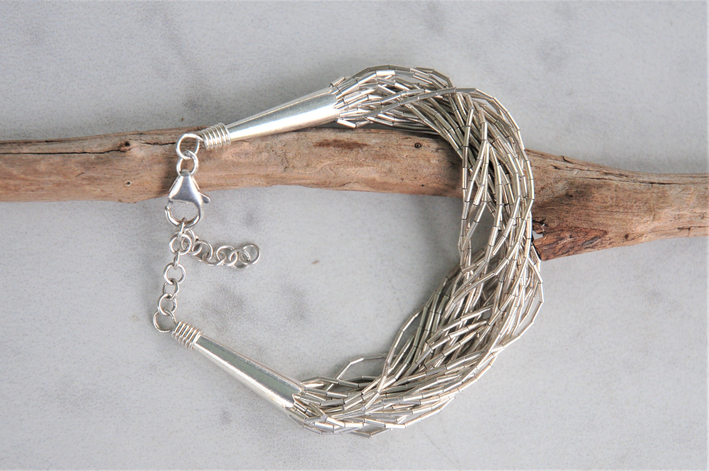 30 Strand Liquid Silver Bracelet 7 8 1 2 Inches Native Etsy