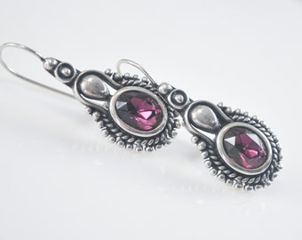 Exotic Sterling Silver Purple Stone Earrings