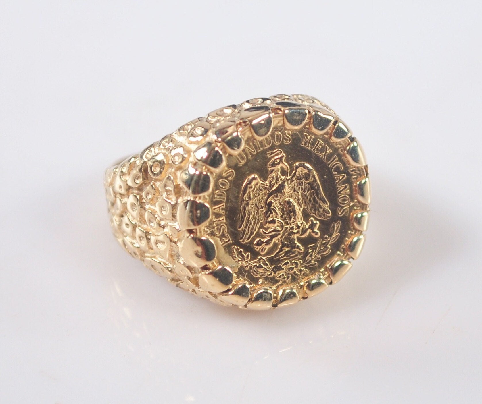 14K Gold 1945 Pesos Coin Nugget Ring Etsy Canada