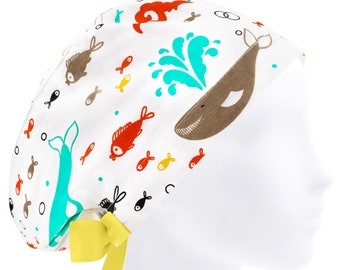 Surgical cap, scrub caps, scrub hats for women, whale nurse cap