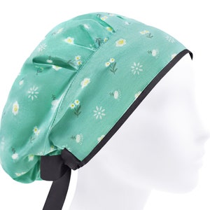 Surgical cap women, scrub hats, surgery caps, nurse hat, floral mint