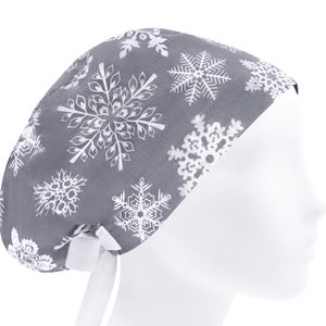 Snowflakes scrub cap, scrub hats, surgical cap women, nurse scrub hat