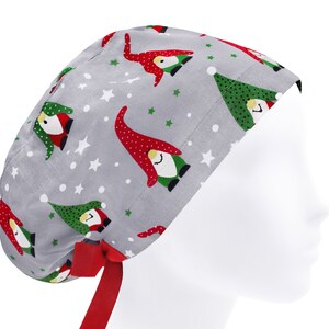 Christmas scrub cap, scrub hats, surgical cap women, nurse scrub hat gnome