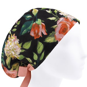 Surgical scrub hat, scrub hats, womens scrub caps, floral scrub cap
