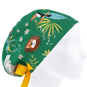 Scrub cap, scrub hat, surgical scrub hats, surgery caps jungle animals