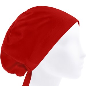 Solid Plain Red Cotton Euro Scrub Cap for Women, Nurse Doctor Surgical Surgeon Hat