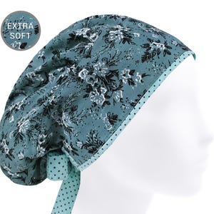 Surgical cap women, scrub hats, surgery caps, nurse hat, mint floral