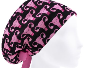 Bonnet Euro Scrub - Casquette d'infirmière utérine - Bonnet chirurgical OB GYN pour femmes - Boutons et personnalisation