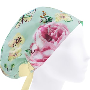 Surgical scrub hat, scrub hats, womens scrub caps, floral scrub cap