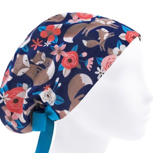 Nurse cap, euro scrub cap, surgical cap, scrub hats blue, scrub caps fox