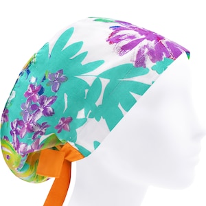 Surgical scrub cap, surgery caps, scrub hats, floral nurse hat