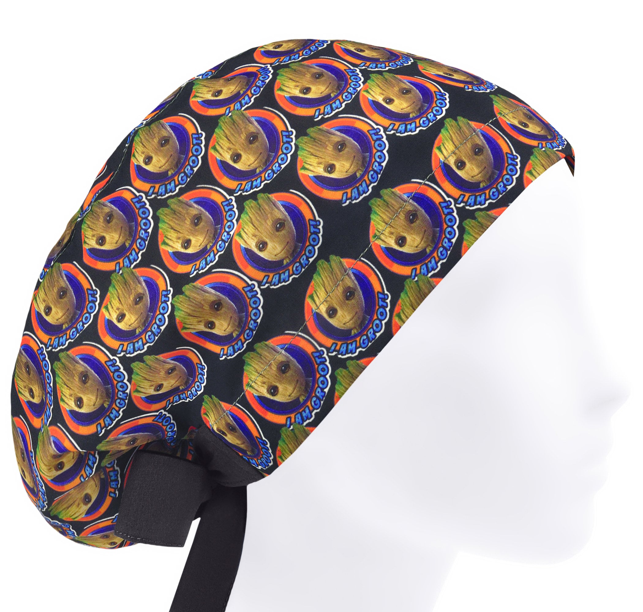 OP-Mütze (Scrub Cap) Mit Haargummi – Cartoon-Sushi Design, Mit Knopf & Schweißband, Aus Polyester