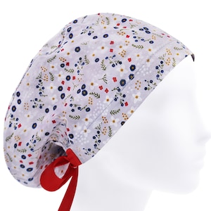 Womens scrub caps, scrub hat, surgical cap, flower scrub hats