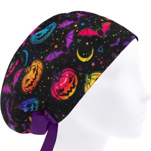 Halloween Nurse Cap for Women, Euro Surgical cap Jack O Lantern Pumkin