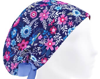 Scrub cap, scrub hat, surgery caps, surgical hats floral