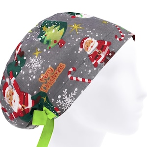 Christmas scrub cap, scrub hats, surgical cap women, womens scrub hat
