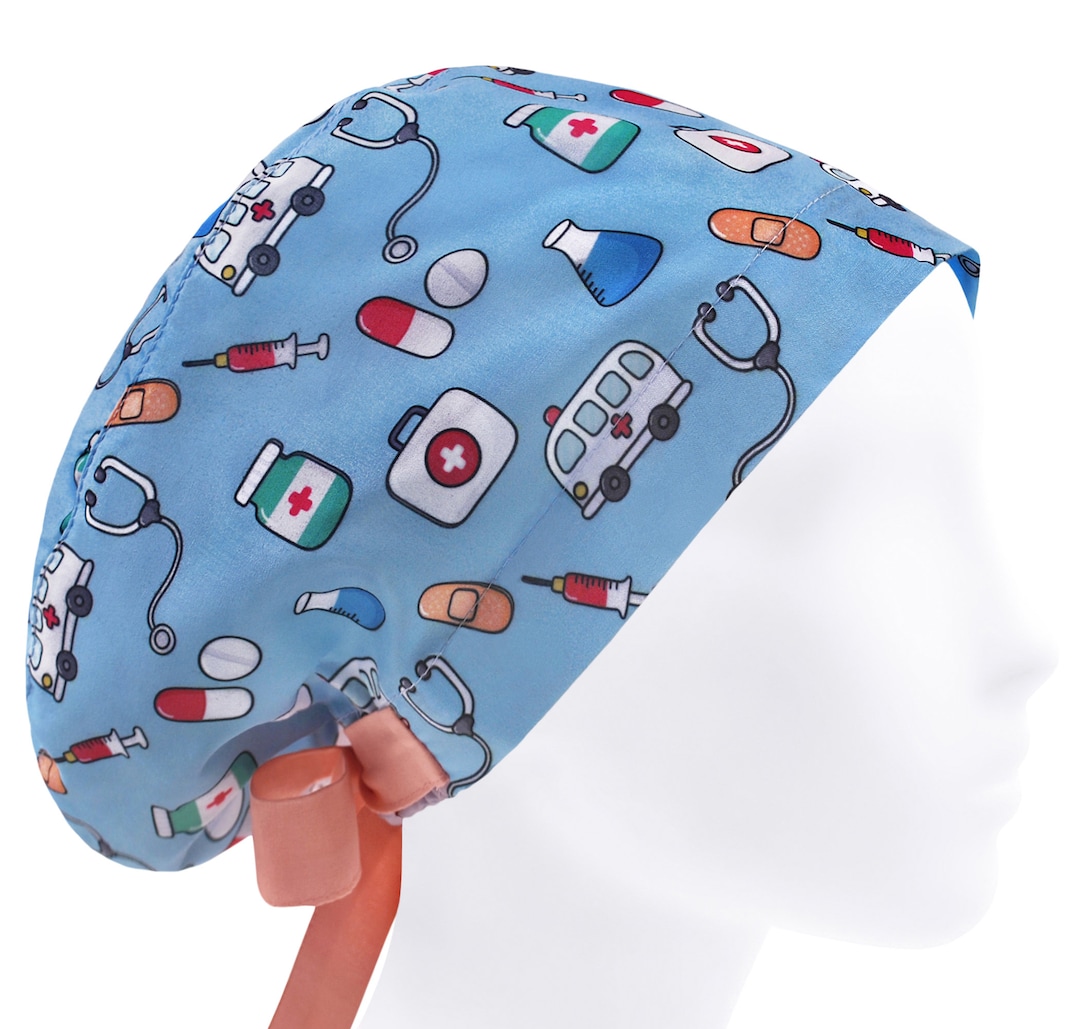 Nurse Cap, Surgical Cap, Scrub Hats, Medical Scrub Caps, Blue Scrub Hat