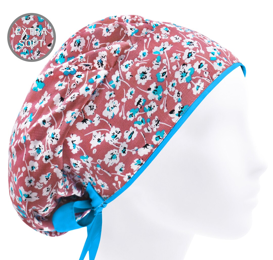 Surgical Cap Women, Scrub Hats, Surgery Caps, Nurse Hat, Floral Pastel ...