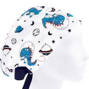 Surgical cap dino, scrub caps, scrub hats for women, nurse cap, dinosaur scrub hats