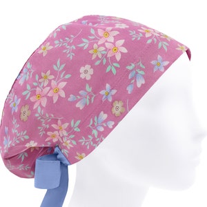 Surgical scrub hat, scrub hats, womens scrub caps, floral scrub cap