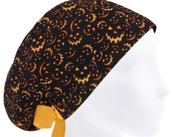Gorro quirúrgico de Halloween para mujer, estilo europeo. Botones y personalización opcionales.