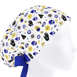 Evil Eye Scrub Cap: Medical Surgical Hat for Women