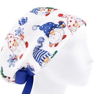 Christmas scrub cap, scrub hats, surgical cap women, nurse scrub hat gnome