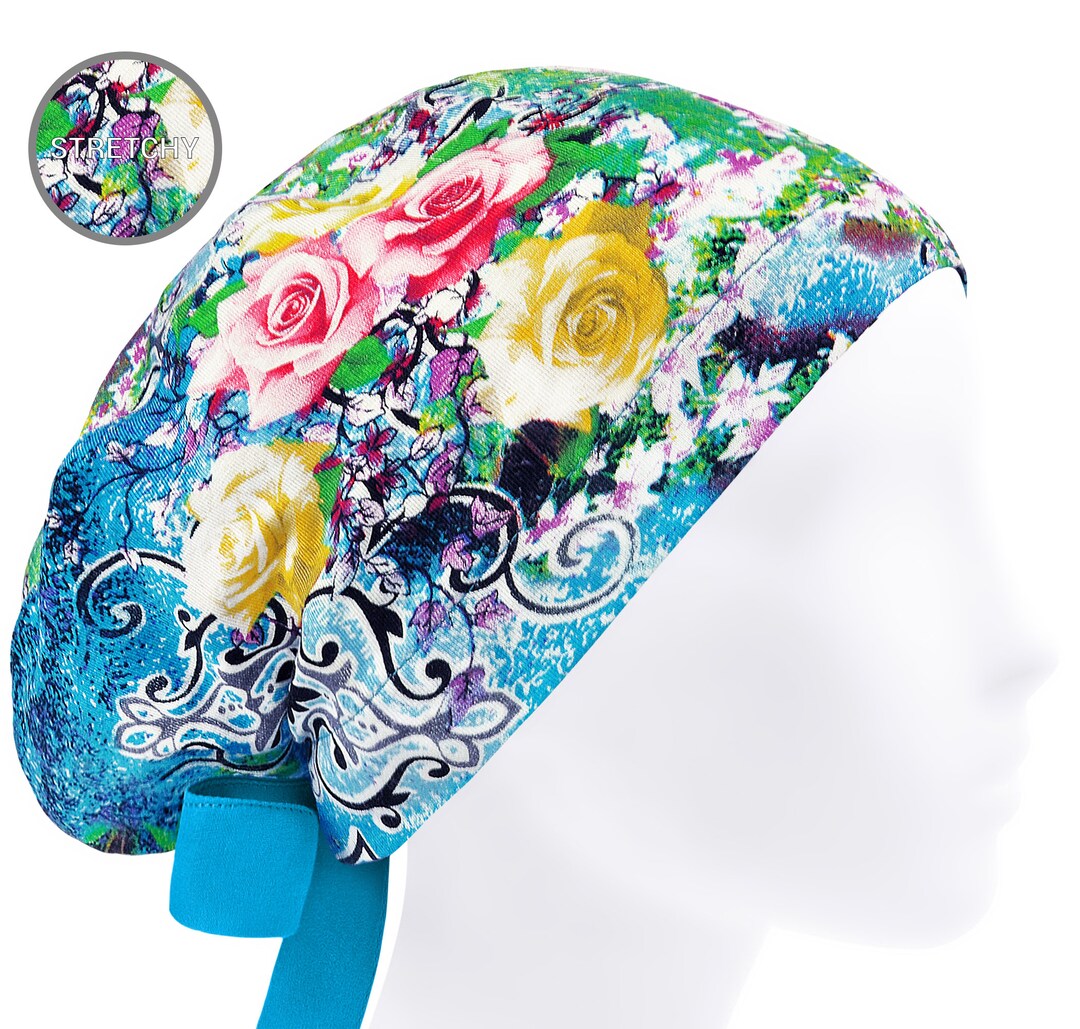 Bud Caps For Roses Scrub Caps Roses, Scrub Hats for Women, Womens Surgical Cap, Nurse Cap ...