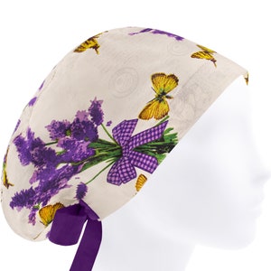 Casquette de récurage, chapeau de récurage, casquettes de chirurgie, chapeaux de chirurgie floraux, bouquet de lavande